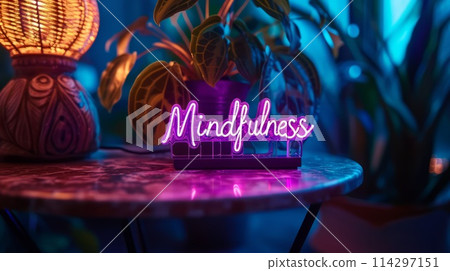 Violet LED Mindfulness concept art poster. 114297151