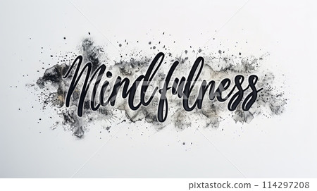 The word Mindfulness created in Italic Calligraphy. 114297208