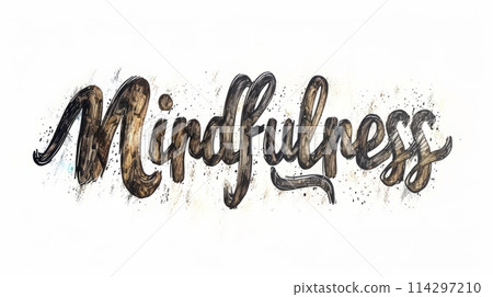 The word Mindfulness created in Italic Calligraphy. 114297210