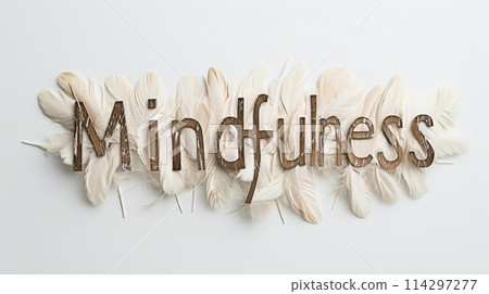 The word Mindfulness created in Feather Letters. 114297277