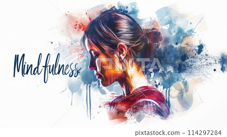 The word Mindfulness created in Digital Painting. 114297284