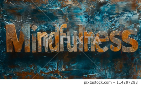 Copper Patina Mindfulness concept art poster. Copper Patina Mindfulness concept art poster. 114297288
