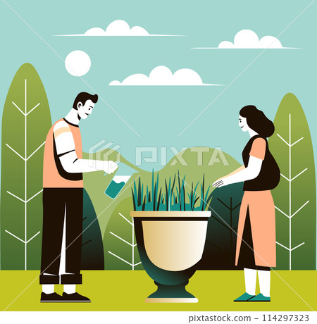 Urban Gardening and Watering Plants Urban Gardening and Watering Plants 114297323