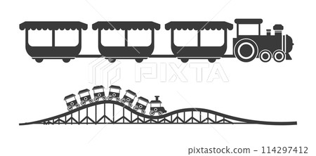 Vintage Train Silhouette Vector Art Vintage Train Silhouette Vector Art 114297412