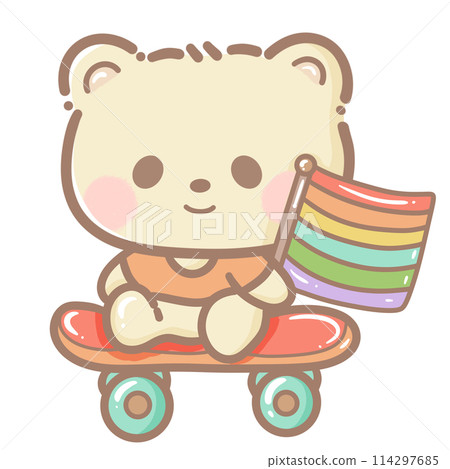 Handdrawn illustration Cute kawaii yellow teddy bear pride month Lgbt Rainbow clipart pastel color greeting card party invitation Handdrawn illustration Cute kawaii yellow teddy bear pride month Lgbt Rainbow clipart pastel color greeting card party invitation 114297685
