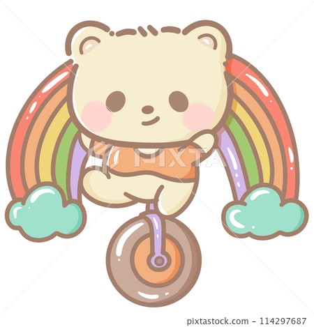 Handdrawn illustration Cute kawaii yellow teddy bear pride month Lgbt Rainbow clipart pastel color greeting card party invitation Handdrawn illustration Cute kawaii yellow teddy bear pride month Lgbt Rainbow clipart pastel color greeting card party invitation 114297687