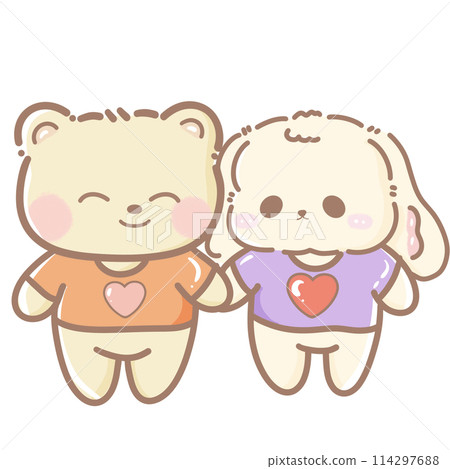 Handdrawn illustration Cute kawaii yellow teddy bear pride month Lgbt Rainbow clipart pastel color greeting card party invitation Handdrawn illustration Cute kawaii yellow teddy bear pride month Lgbt Rainbow clipart pastel color greeting card party invitation 114297688