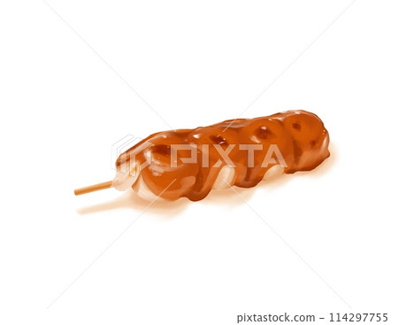 Dango, a digital painting of Japanese mochi dumpling sweet pastry illustration isolated on white background. Dango, a digital painting of Japanese mochi dumpling sweet pastry illustration isolated on white background. 114297755