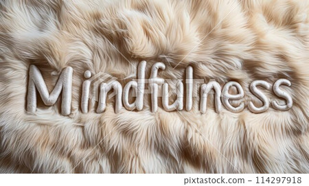 Beige Fur Mindfulness concept art poster. 114297918