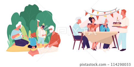 Multigenerational Family Celebration Scene vector Multigenerational Family Celebration Scene vector 114298033