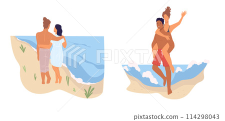 Beach Vacation Couple Moments Set 114298043