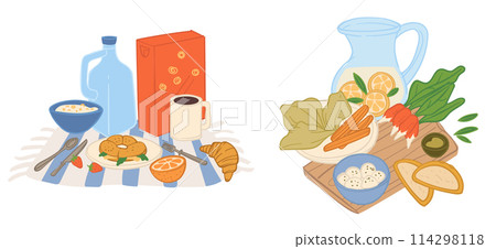 Healthy Breakfast Food Vector Illustration 114298118