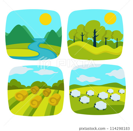 Tranquil Nature Landscape Scenes Set 114298183