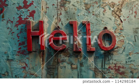Stucco Veneziano Hello concept art poster. Stucco Veneziano Hello concept art poster. 114298184