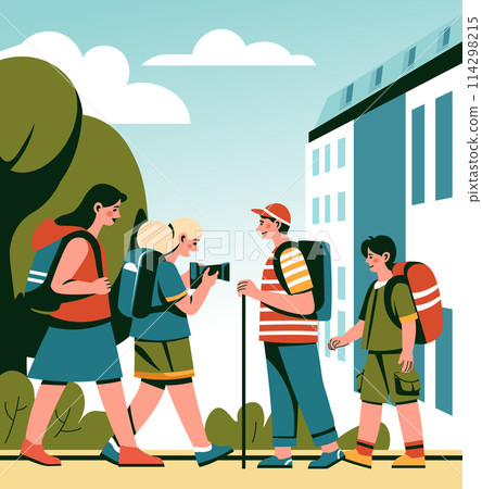 Traveling Students Urban Exploration Scene 114298215