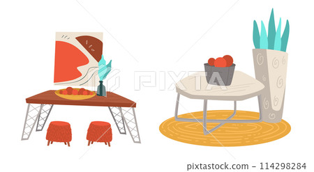 Stylish Home Decor Arrangement vector Stylish Home Decor Arrangement vector 114298284