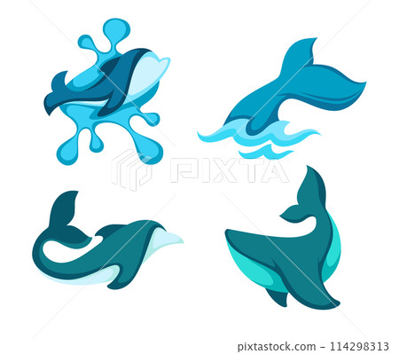 Abstract Ocean Animals Vector Collection 114298313