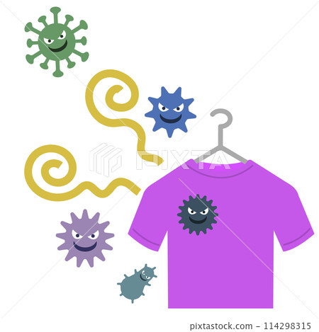 Bad smell from laundry - mold bacteria illustration 114298315
