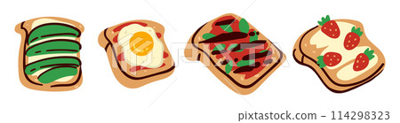 Assorted Topped Toasts Vector Selection 114298323