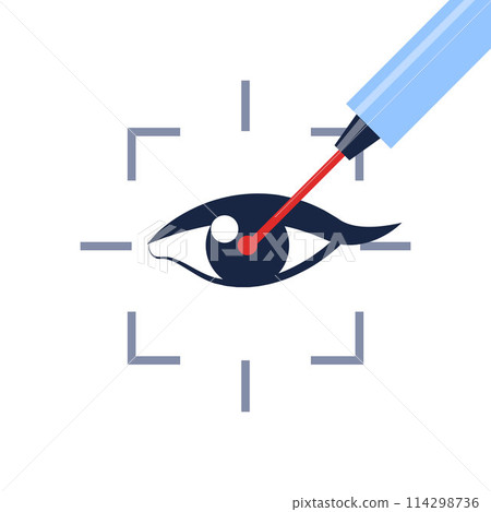 Eye laser surgery, ophthalmology lasik treatment icon, vision medical correction. Eye laser surgery line icon for cornea disease or myopia operation on retina, refractive eyesight correction. Eye laser surgery, ophthalmology lasik treatment icon, vision medical correction. Eye laser surgery line icon for cornea disease or myopia operation on retina, refractive eyesight correction. 114298736