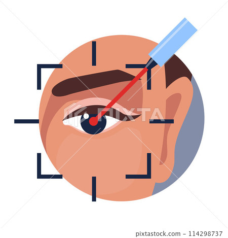Eye laser surgery, ophthalmology lasik treatment icon, vision medical correction. Eye laser surgery line icon for cornea disease or myopia operation on retina, refractive eyesight correction. Eye laser surgery, ophthalmology lasik treatment icon, vision medical correction. Eye laser surgery line icon for cornea disease or myopia operation on retina, refractive eyesight correction. 114298737