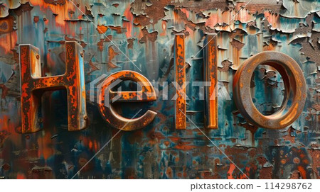 Rusty Iron Hello concept art poster. Rusty Iron Hello concept art poster. 114298762
