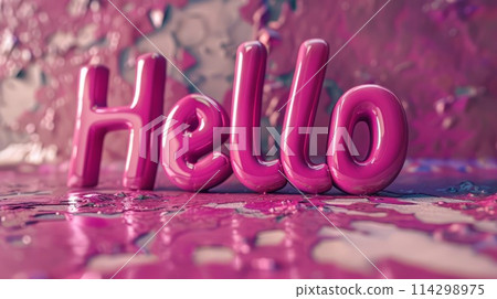 Pink Glossy Surface Hello concept art poster. Pink Glossy Surface Hello concept art poster. 114298975