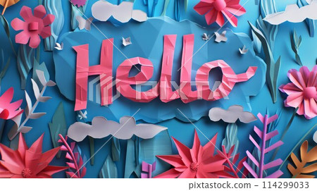 Paper Craft Hello concept art poster. 114299033