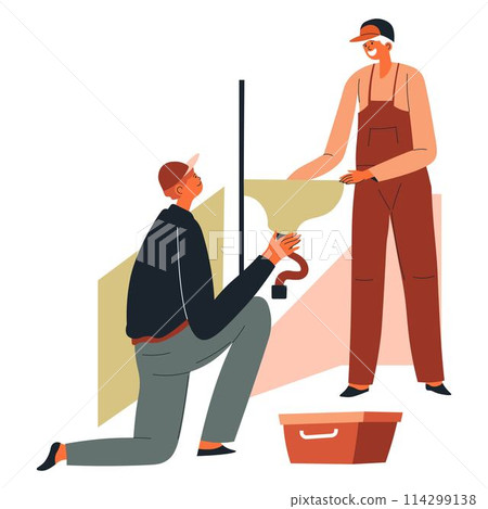 Plumbing and installation of sink in bathroom Plumbing and installation of sink in bathroom 114299138