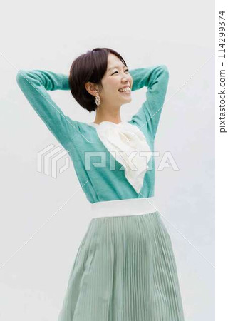 Woman stretching pose 114299374