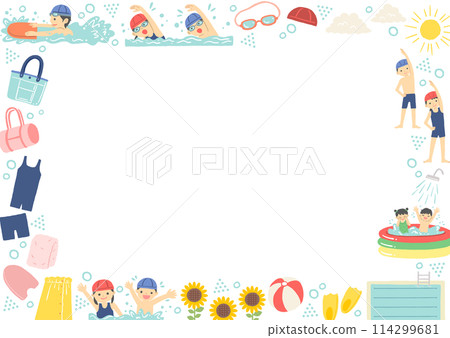 School/swimming school swimming illustration frame 114299681
