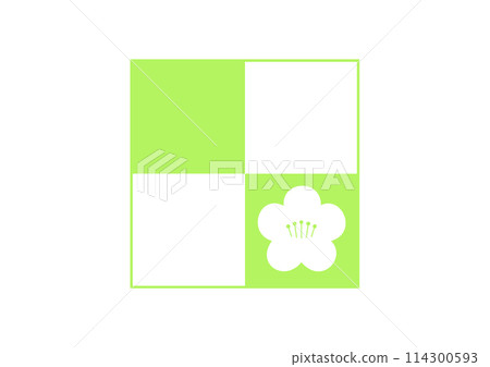 Plum blossoms in a checkered pattern, light green 114300593
