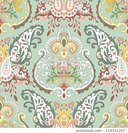 Abstract floral seamless pattern with foliage 114301267