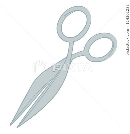 Scissors for cutting in half, sharp blade of tool 114301288