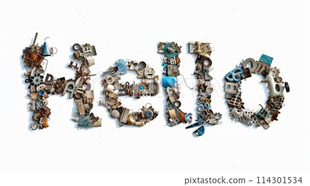 The word Hello created in Found Object Collage. 114301534