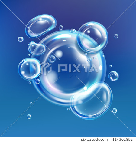 Realistic 3d water bubbles composition 114301892
