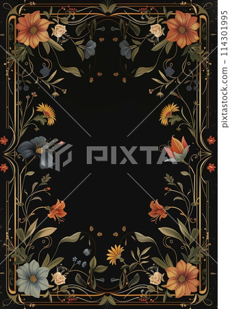 紅色和藍色的花框 114301995