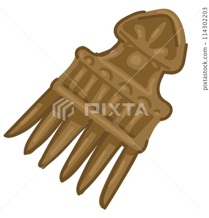 Ancient wooden comb with ornaments and decoration 114302203