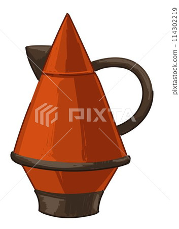 Retro teapot with handle and cap, kitchenware icon 114302219