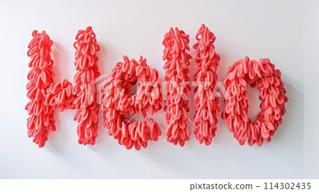 The word Hello created in Coral Letters. 114302435