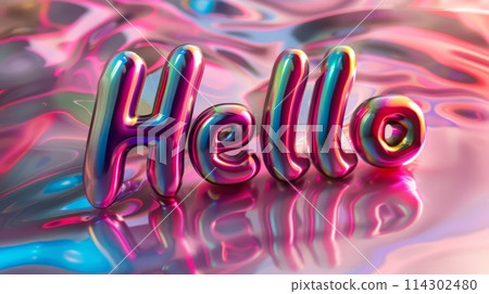 Colorful Glossy Surface Hello concept art poster. 114302480