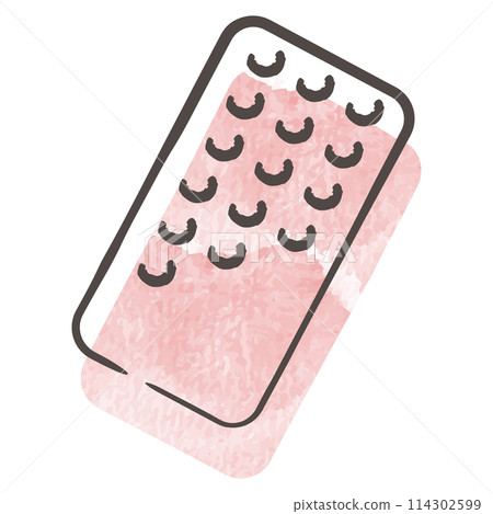 Simple hand-drawn medicine tablet sheet illustration (watercolor) Simple hand-drawn medicine tablet sheet illustration (watercolor) 114302599