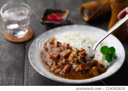 咖哩飯配上大量的蔬菜 咖哩飯配上大量的蔬菜 114302628