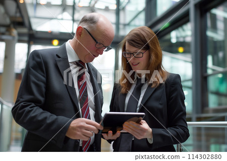 Senior Executive and Junior Analyst Using Tablet Senior Executive and Junior Analyst Using Tablet 114302880