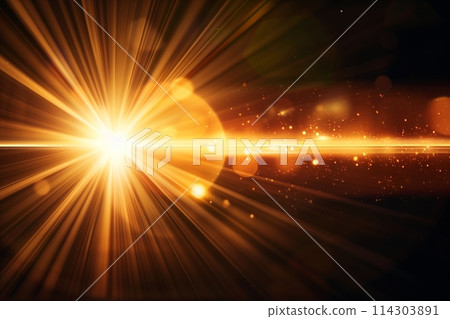 Sun flare on the black background Sun flare on the black background 114303891