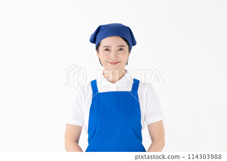 Middle-aged woman, uniform, apron 114303988