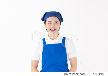 Middle-aged woman, uniform, apron 114303989