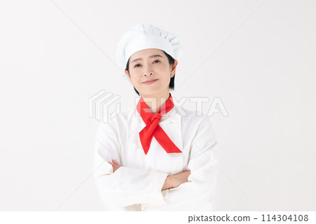 中年婦女廚師衣服肖像 114304108