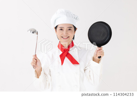 中年婦女廚師衣服炊具 114304233