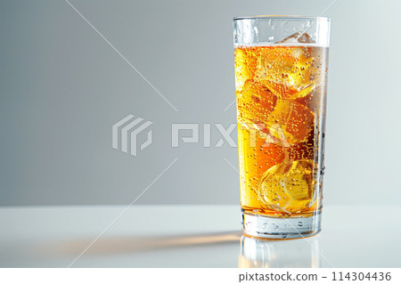 Ginger ale in a glass with ice "AI generated image" Ginger ale in a glass with ice "AI generated image" 114304436